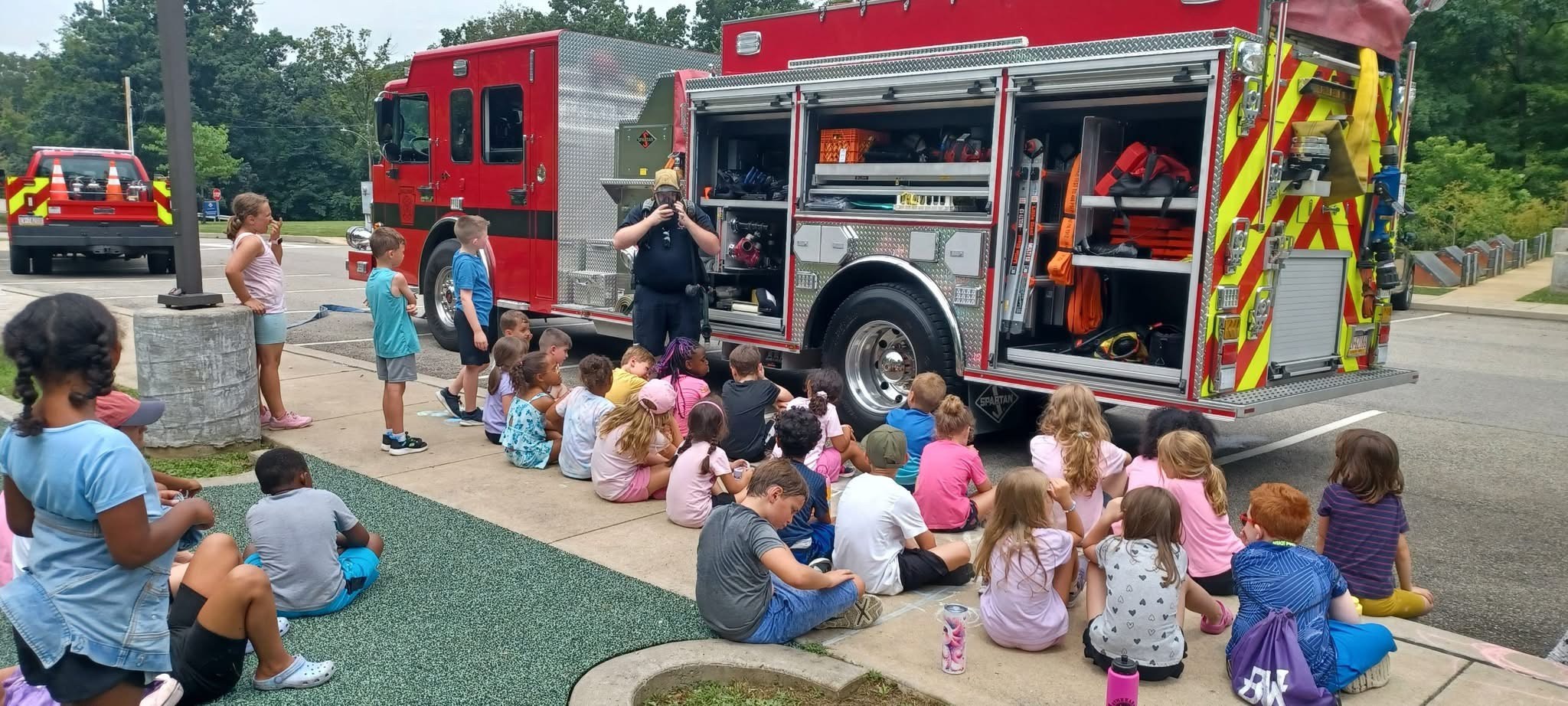 Fire safety demonstration at local school — Touch A Truck event